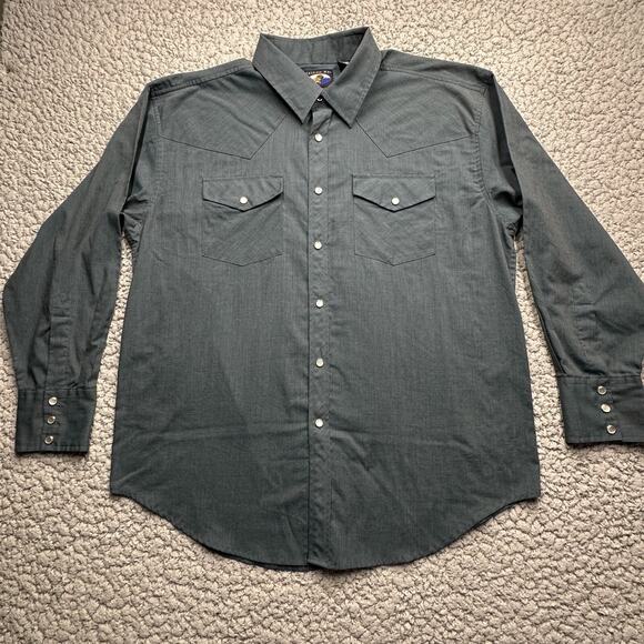 Vintage Falcon Bay Pearl Snap Shirt Mens XXL Evergreen Western Long Sleeve - Picture 1 of 10